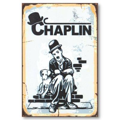Charlie Chaplin Ahsap Resim - Retro Poster