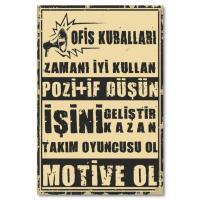 Ahsap Poster Ofis Kurallari Duvar Resmi