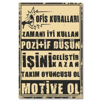 Ahsap Poster Ofis Kurallari Duvar Resmi