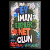 Duvar Dekoru Ahşap – “Ey İman Edenler” | Holzposter